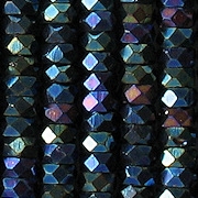 3x6mm Navy Blue Iris Faceted Rondelle Beads [50]