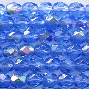 6mm Medium Sapphire AB Faceted Round Beads [50]