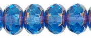 6x9mm Capri Blue/Bronze Faceted Rondelle Beads [25]