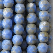 6mm Opaque Blue/Taupe Faceted Round Beads [50]