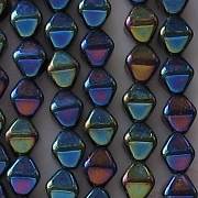 50 6mm Czech Blue Iris pony roller beads, large hole iridescent