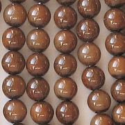 6mm Brown Marble Coated Round Beads [75] (see Comments)