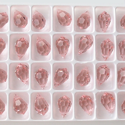 15mm Light Pink Cut-Crystal Teardrop Beads [5]