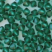 4mm Dark Teal (Emerald) Cut-Crystal Bicone Beads [50] (see Comments)