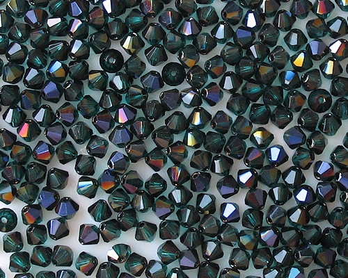 4mm Emerald Iris Cut-Crystal Bicone Beads [50]