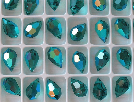 15mm Zircon AB Cut-Crystal Teardrop Beads [5] (see Comments)
