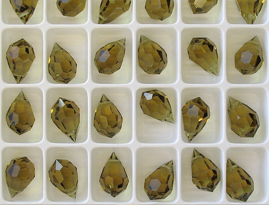15mm 'Gold Beryl' Cut-Crystal Teardrop Beads [5]