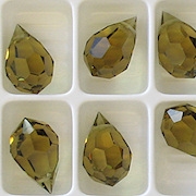 15mm 'Gold Beryl' Cut-Crystal Teardrop Beads [5]