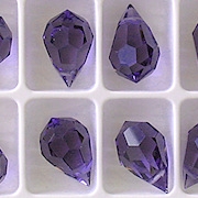 15mm Tanzanite Purple Cut-Crystal Teardrop Beads [5] (see Comments)