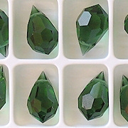 15mm Turmaline Green Cut-Crystal Teardrop Beads [5]