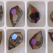 15mm Clear/Brown Iris Cut-Crystal Teardrop Beads [5]
