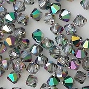 4mm Green Vitrail Cut-Crystal Bicone Beads [70] (odd lot)