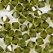 4mm Dark Olive Green Cut-Crystal Bicone Beads [50]