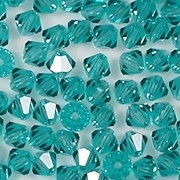 4mm Aqua Cut-Crystal Bicone Beads [50]