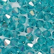 4mm Aqua AB Cut-Crystal Bicone Beads [50]