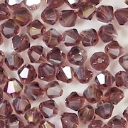 4mm Plum Purple AB Cut-Crystal Bicone Beads [100]