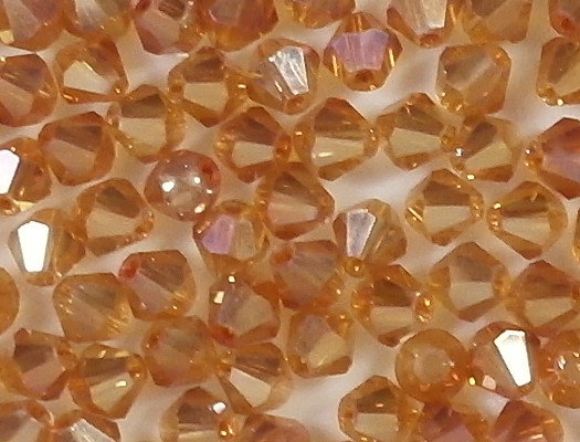 4mm Topaz Iris Cut-Crystal Bicone Beads [100]