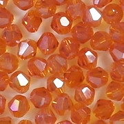 4mm Bright Orange AB Bicone Cut-Crystal Beads [100]