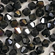 4mm Black/Gold Cut-Crystal Bicone Beads [100]