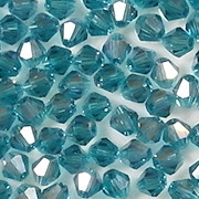 4mm Deep Aqua Iris Cut-Crystal Bicone Beads [100]