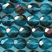 8mm Aqua Vitrail Faceted Round Beads [50] (see Defects)