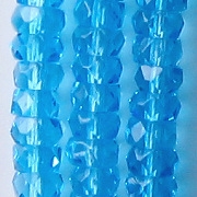 3x6mm Aqua Faceted Rondel Beads [50]