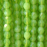 4mm Lime Green Opalescent Faceted Round Beads [100]