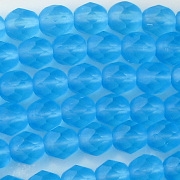 6mm Aqua Matte Faceted Round Beads [50]