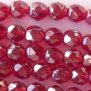 6mm Ruby Red Luster Faceted Round Beads [50]