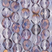 6mm Amethyst/Copper Faceted Round Beads [50]