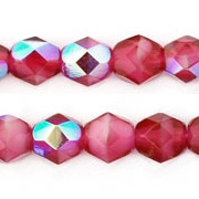 6mm Cranberry/Pearl AB Faceted Round Beads [50]