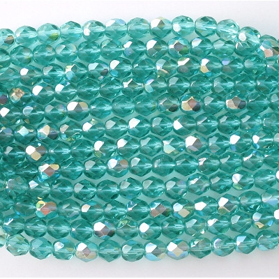 6mm Light Teal AB Faceted Round Beads [50]
