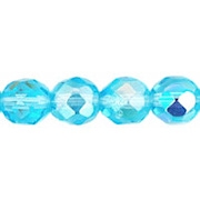 8mm Light Aqua AB Faceted Round Beads [50]