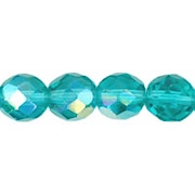 8mm Medium Teal AB Faceted Round Beads [50]