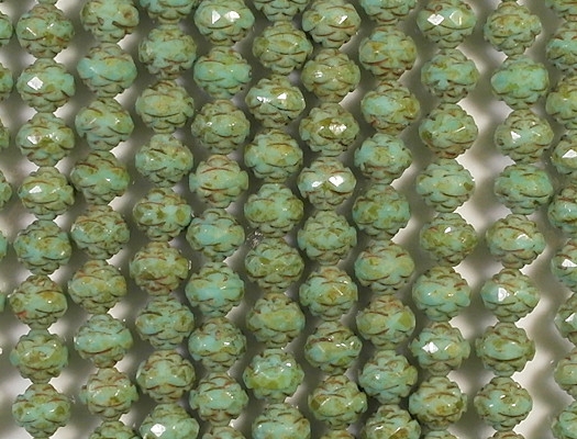 7x8mm Turquoise Picasso Faceted Rosebud Beads [25]