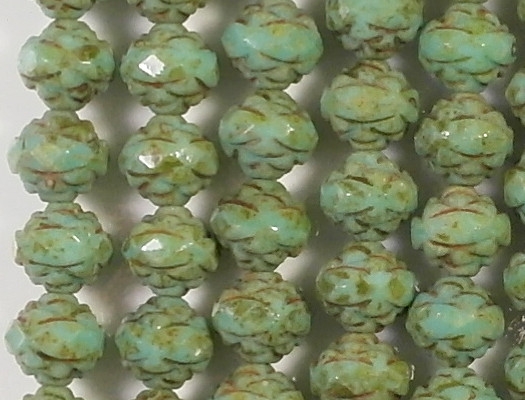 7x8mm Turquoise Picasso Faceted Rosebud Beads [25]