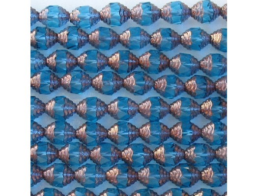 10mm Aqua/Bronze Faceted Cathedral Beads [20]