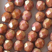 6mm Pink/Topaz Luster Faceted Round Beads [50]