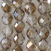 8mm Clear/Bronze Luster Faceted Round Beads [50]