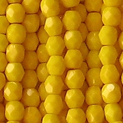 4mm Opaque Bright Yellow Faceted Round Beads [100]