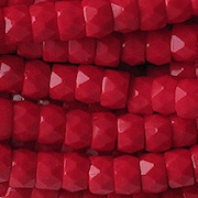 4x6mm Opaque Red Faceted Pony Beads [50]