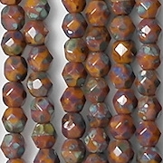 4mm Goldenrod Picasso Faceted Round Beads [100] (see Comments)