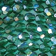 6mm Emerald-Teal AB Faceted Round Beads [50]