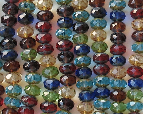 6x9mm Mixed Picasso Faceted Rondelle Beads [25]