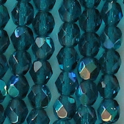 6mm Capri Blue AB Faceted Round Beads [50]