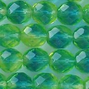 10mm Lime/Aqua Givre Faceted Round Beads [20] (see Defects)