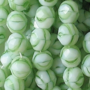 8mm Lime-Striped Faceted Round Beads [25]