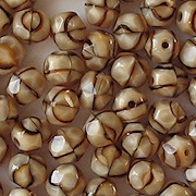 6mm Beige Striped Faceted Round Beads [50]