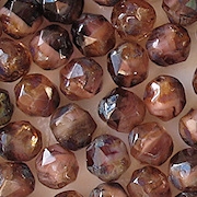 8mm Pink/Dark Topaz Picasso Faceted Baroque Beads [30] (see Comments)