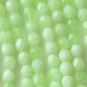 4mm Milky Light Lime-Green Faceted Round Beads [100]